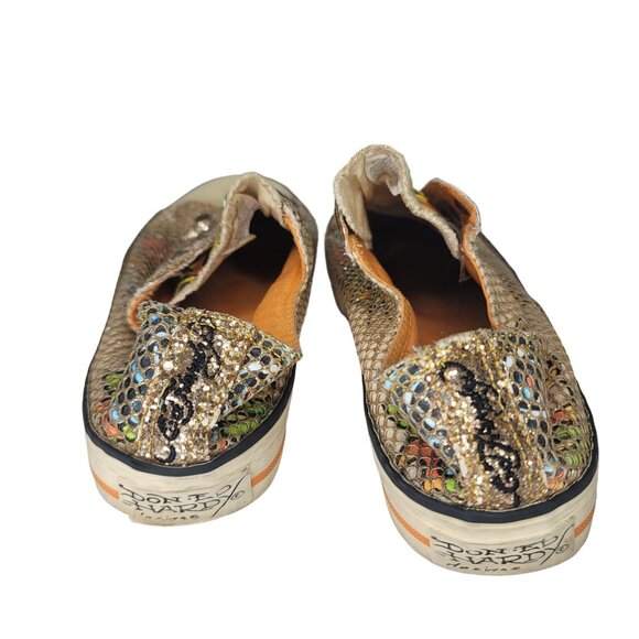 Ed Hardy vintage Women's Gold Snake Print Tiger Slip-On Shoe sneakers Size 8 US - Picture 4 of 10